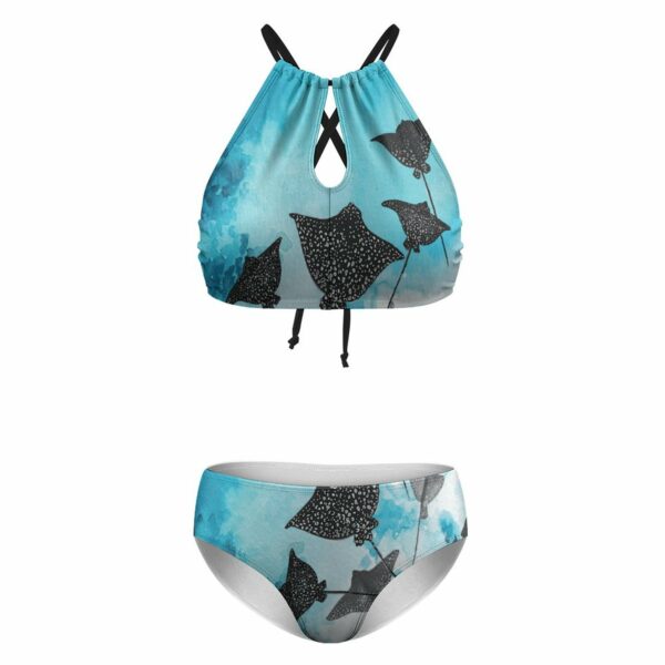 Women's Two piece Swimsuit with High Neck Halter Top BK2040 (All-Over Printing) - Image 7