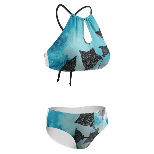 Women's Two piece Swimsuit with High Neck Halter Top BK2040 (All-Over Printing) - Image 8