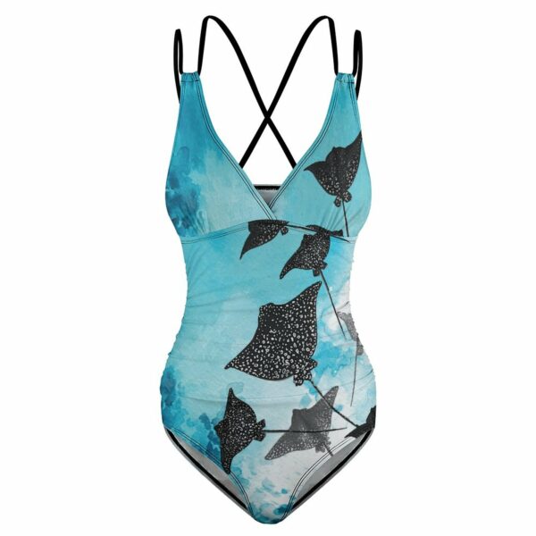 Women's One Piece Swimsuit Tummy Control Swimwear  Sting Ray Moorea Blue - Image 5