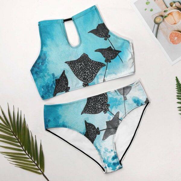 Women's Two piece Swimsuit with High Neck Halter Top BK2040 (All-Over Printing) - Image 6